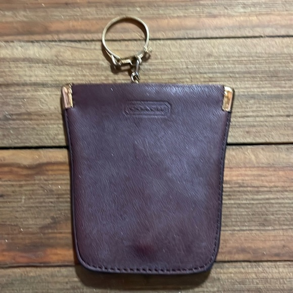 Coach Vintage 90’s Dark Brown Leather Kangaroo Pouch Keychain EUC! - Picture 1 of 6